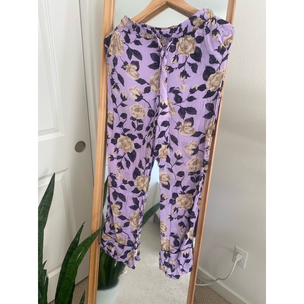 Ganni Wideleg Floral Soft Pants